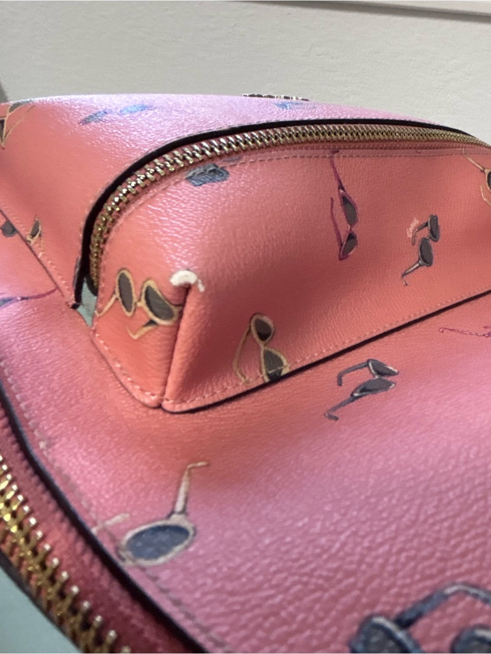 Coach Coral Mini Backpack with Pale Blue Trim and Sunglass Print - Picture 16 of 16
